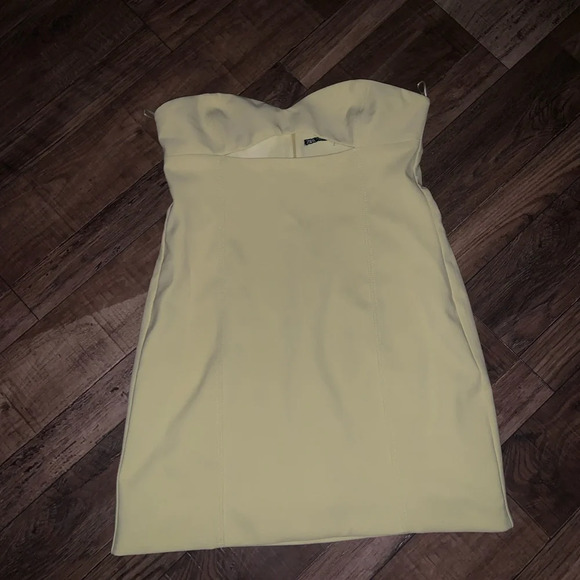 Zara cutout strapless spring yellow cocktail formal dress XL NWOT blogger fav!! - Picture 5 of 9